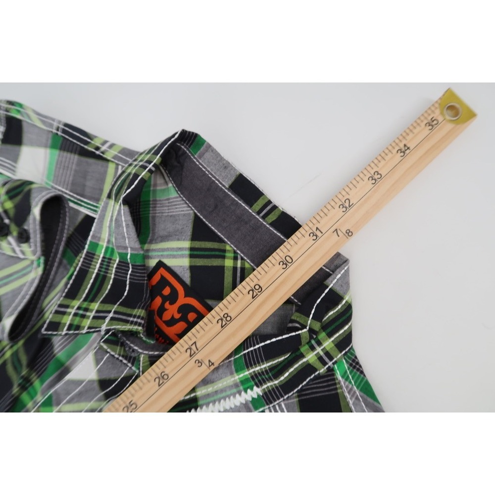 Rock Revival Button Down Shirt Mens Large Green Plaid Contrast Stitch BLE002 - Picture 11 of 11